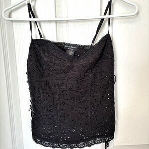 GUESS Jeans Vintage Black Going Out Spaghetti Strap Lace Up Women’s Top Size XS